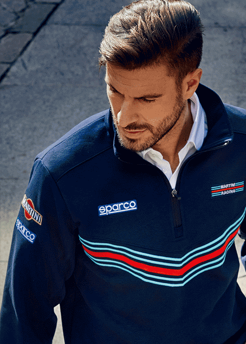 Sweat à Demi-zippé Sparco Martini Racing - Taille XL, Noir, Neuf, Style Sport Auto